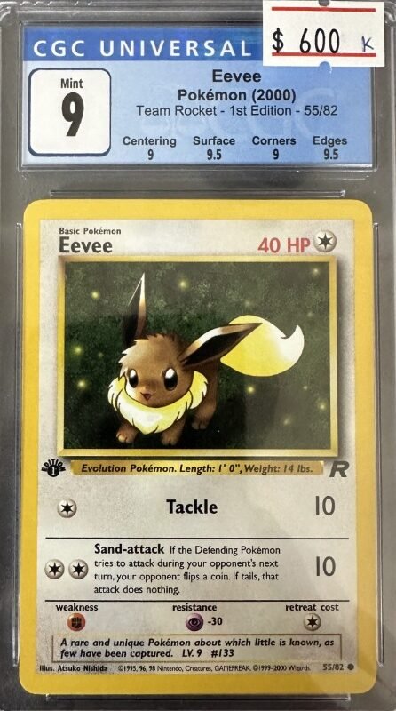 Eevee Pokemon(2000)Team Rocket 1st Edition - 5582 Mint 9